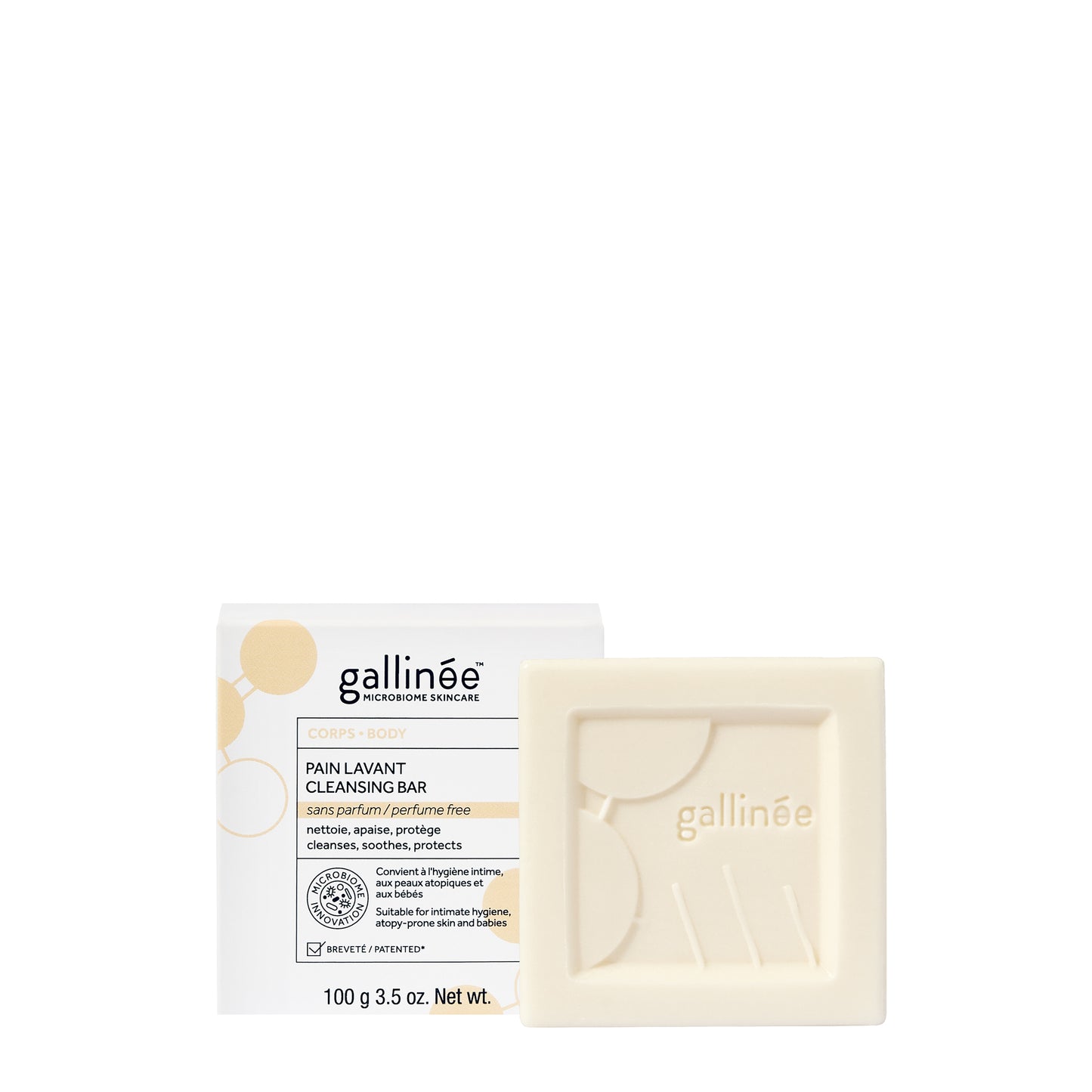 Produs de curățare pentru față și corp fără săpun și fără parfum Gallinee, 100 g