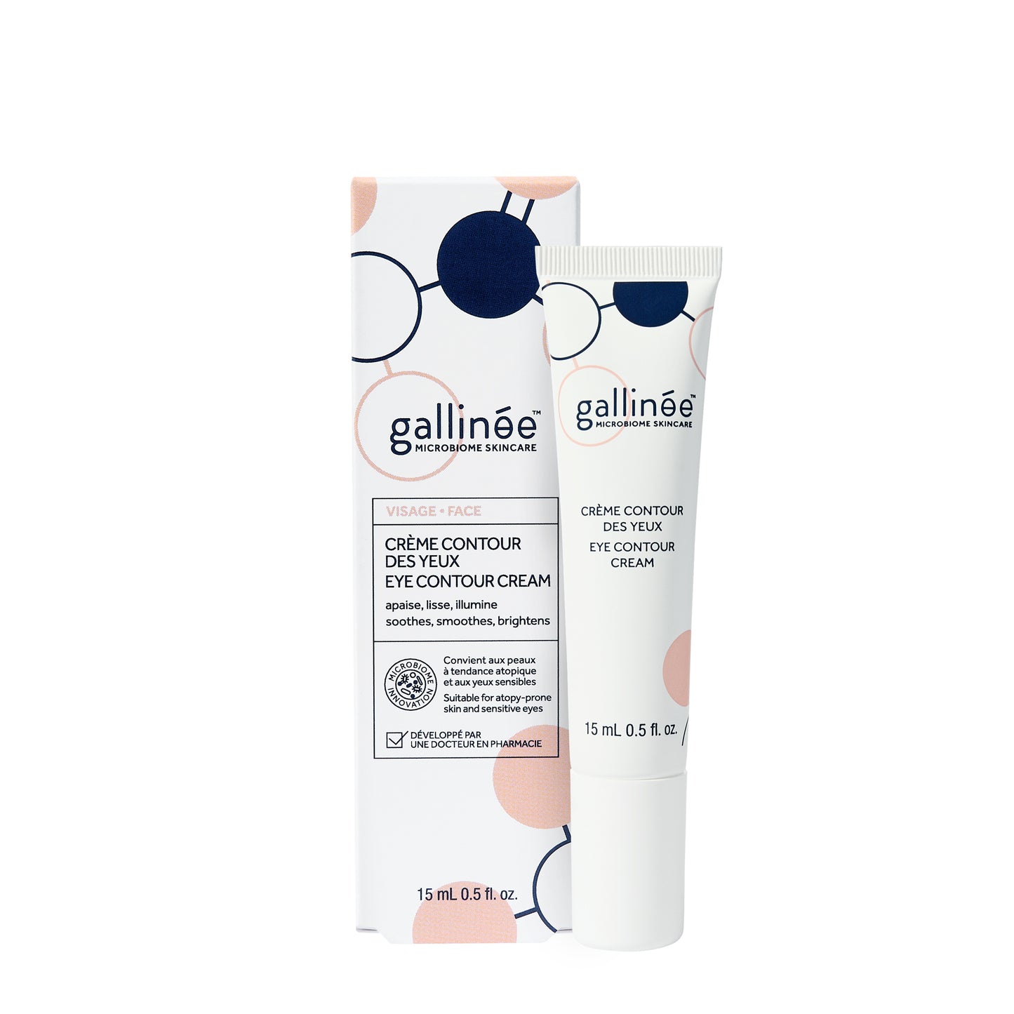Cremă contur ochi Gallinee cu prebiotice și probiotice calmante, 15 ml