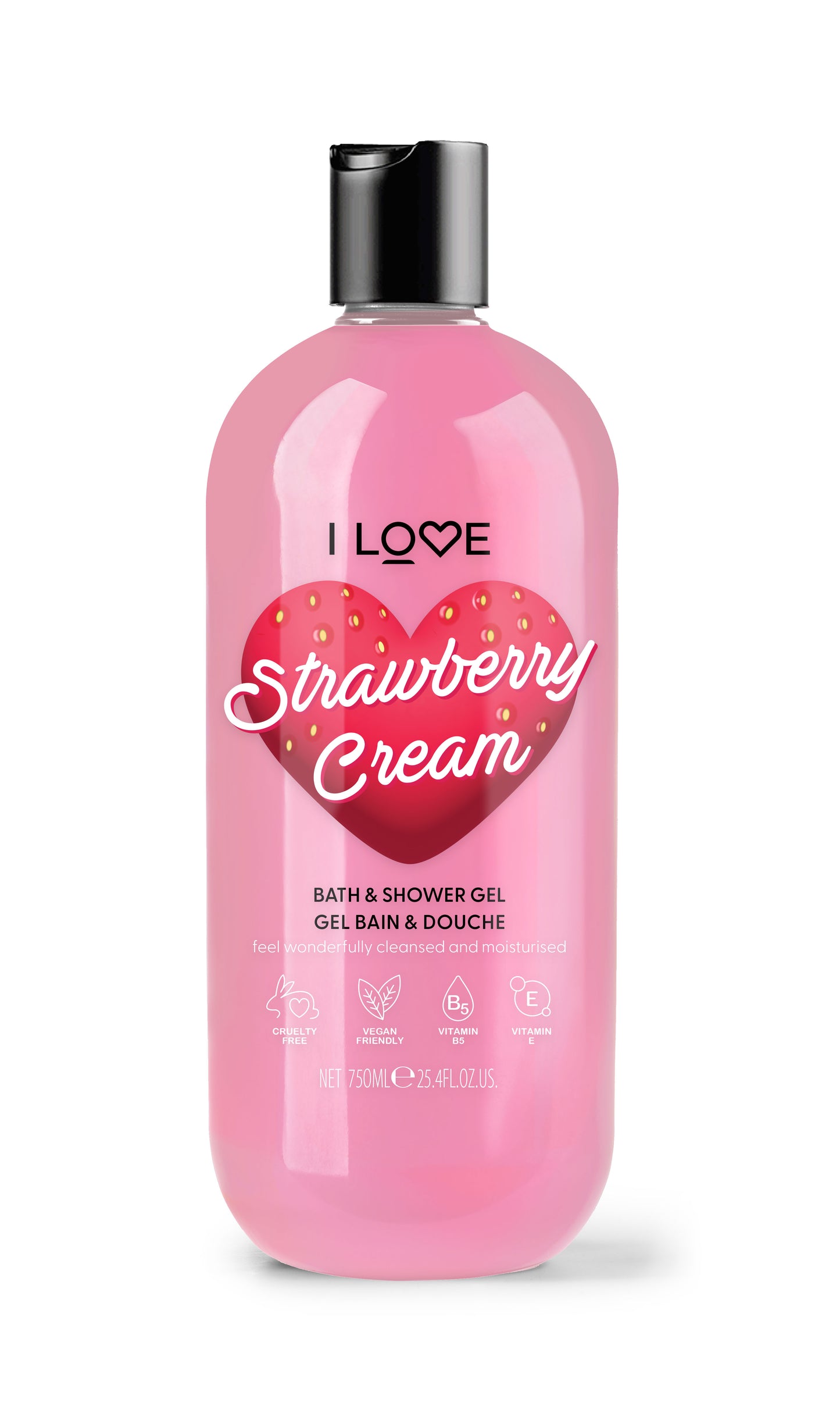 Gel de duș I Love Strawberry Cream, 750 ml