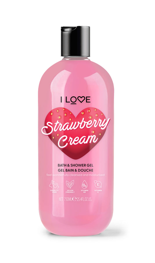 Gel de duș I Love Strawberry Cream, 750 ml